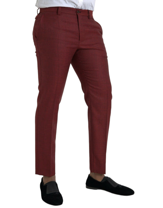 Dolce &amp; Gabbana Rödbruna Ull Herr Skinny Dress Pants