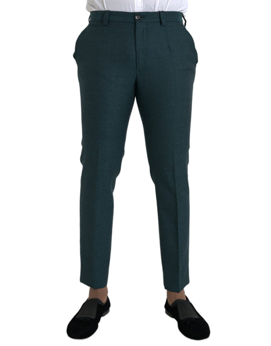 Dolce &amp; Gabbana Gröna Ull Skinny Slim Dressbyxor