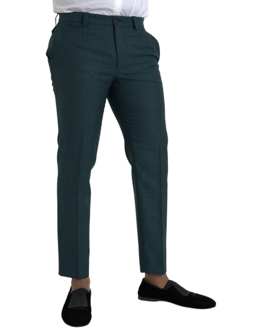 Dolce &amp; Gabbana Gröna Ull Skinny Slim Dressbyxor
