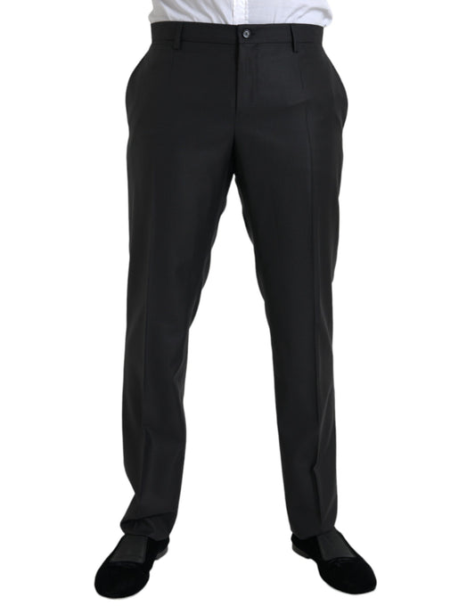Dolce &amp; Gabbana Svarta Ull-Siden Skinny Dressbyxor