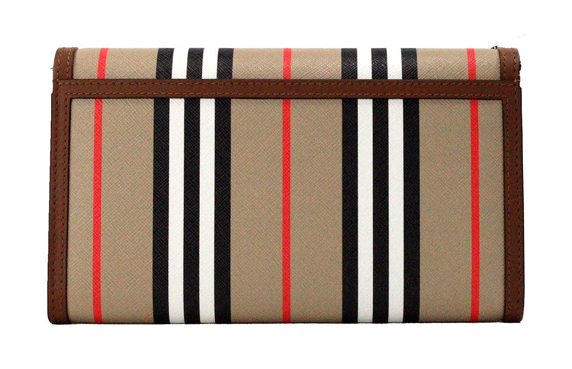 Hannah Icon Stripe Archive brun E-Canvas-lommebok i skinn