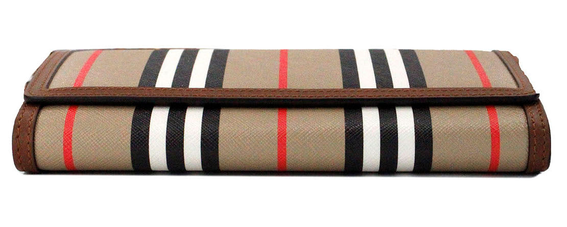 Hannah Icon Stripe Archive brun E-Canvas-lommebok i skinn