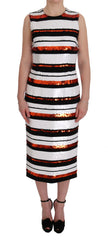Dolce & Gabbana Multicolored Striped Sequined Stretch Dress
