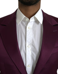 Dolce & Gabbana Maroon Silk Single Breasted Coat Blazer