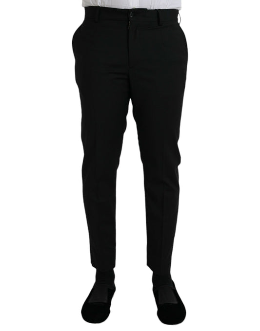 Dolce &amp; Gabbana Svarta Ull SlimFit Klänning Formella Byxor