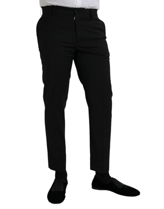 Dolce &amp; Gabbana Svarta Ull SlimFit Klänning Formella Byxor