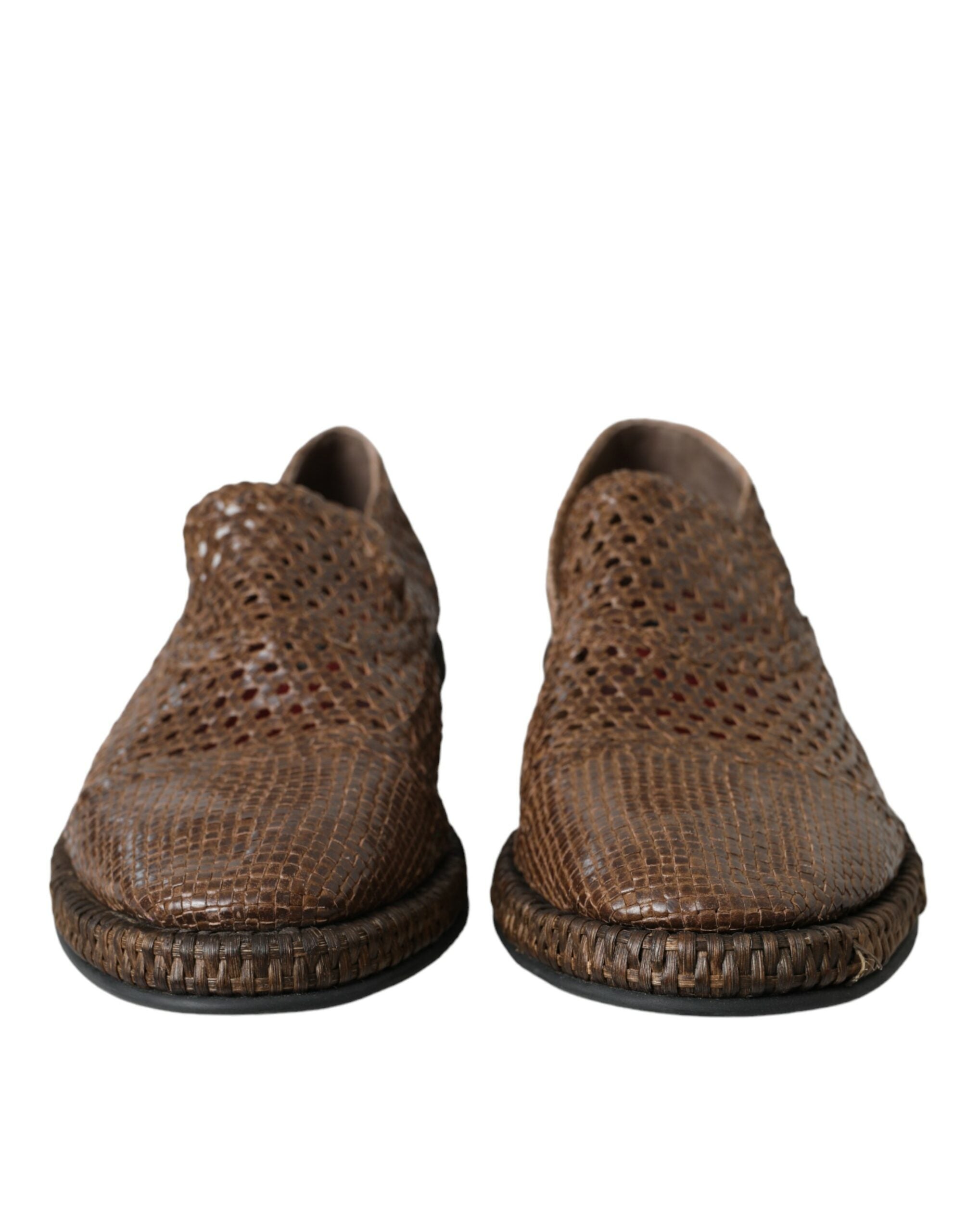 Brune vevde skinnloafers casual sko