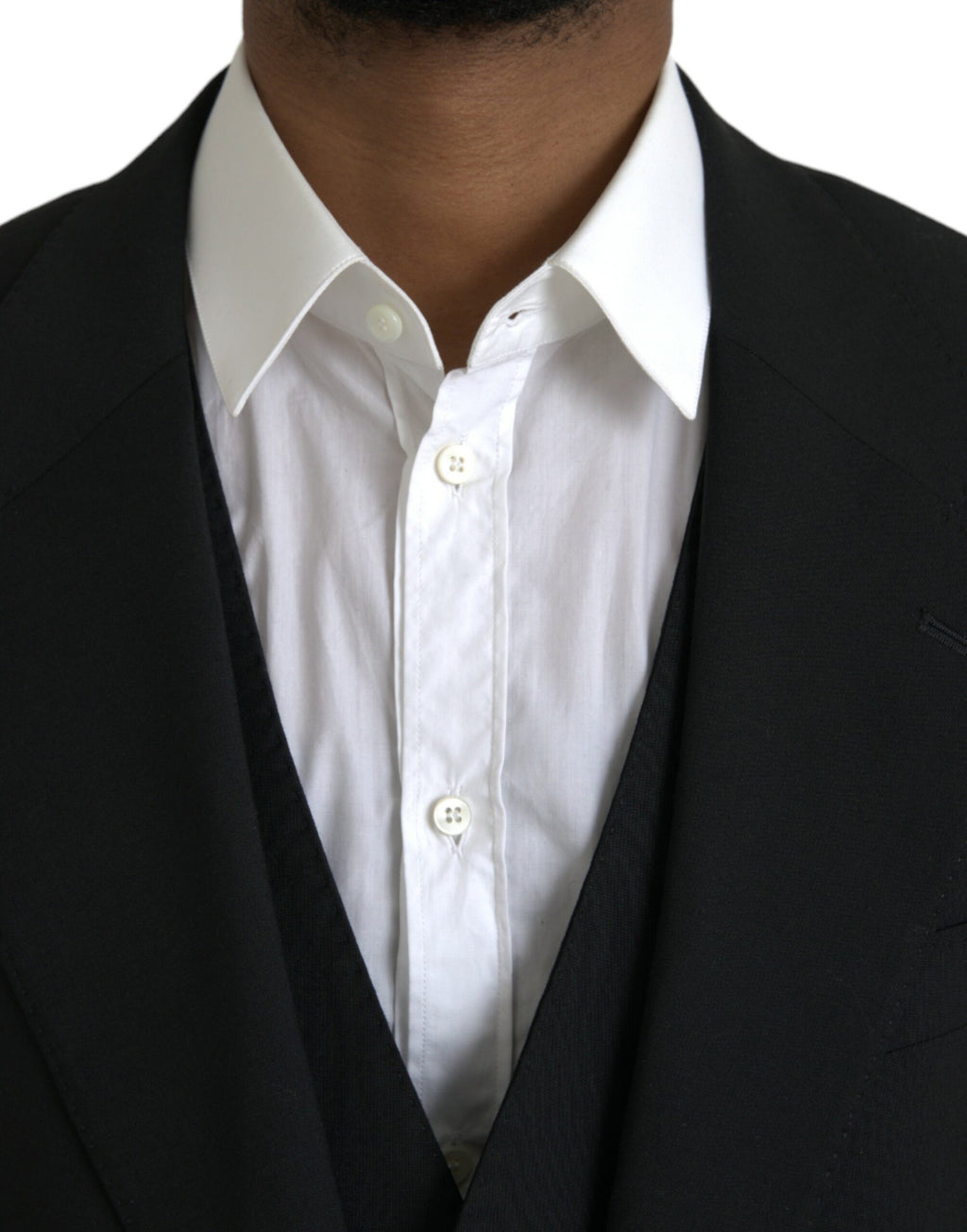 Svart polyester 3-delad kostym för personal