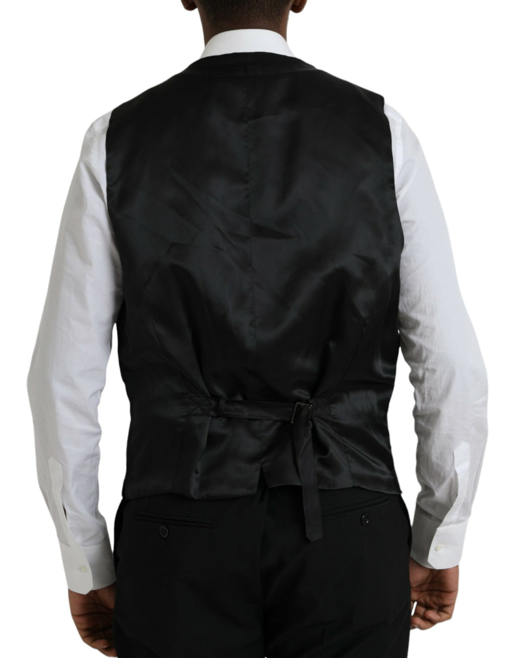Svart polyester 3-delad kostym för personal