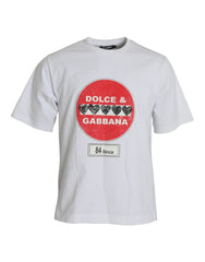Dolce & Gabbana White Amor Heart Cotton Crewneck Short Sleeve T-shirt