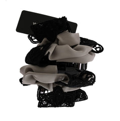 Dolce &amp; Gabbana Grå Siden Svart Spets Hårklo