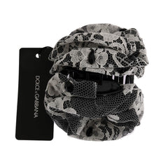 Dolce &amp; Gabbana Svartvit Blommig Spets Kristall Hårklo