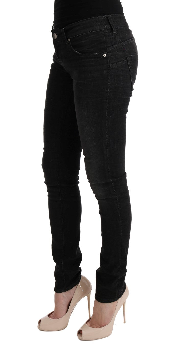 Svarte denim bomullsbukser slim fit jeans