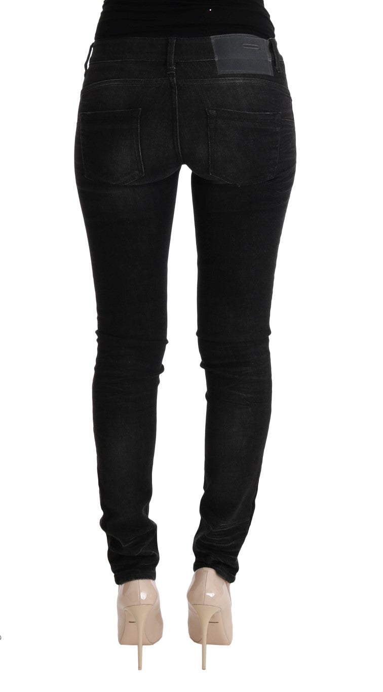 Svarte denim bomullsbukser slim fit jeans