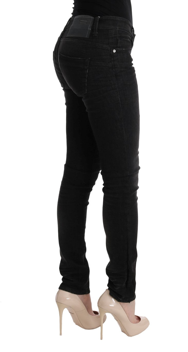 Svarte denim bomullsbukser slim fit jeans