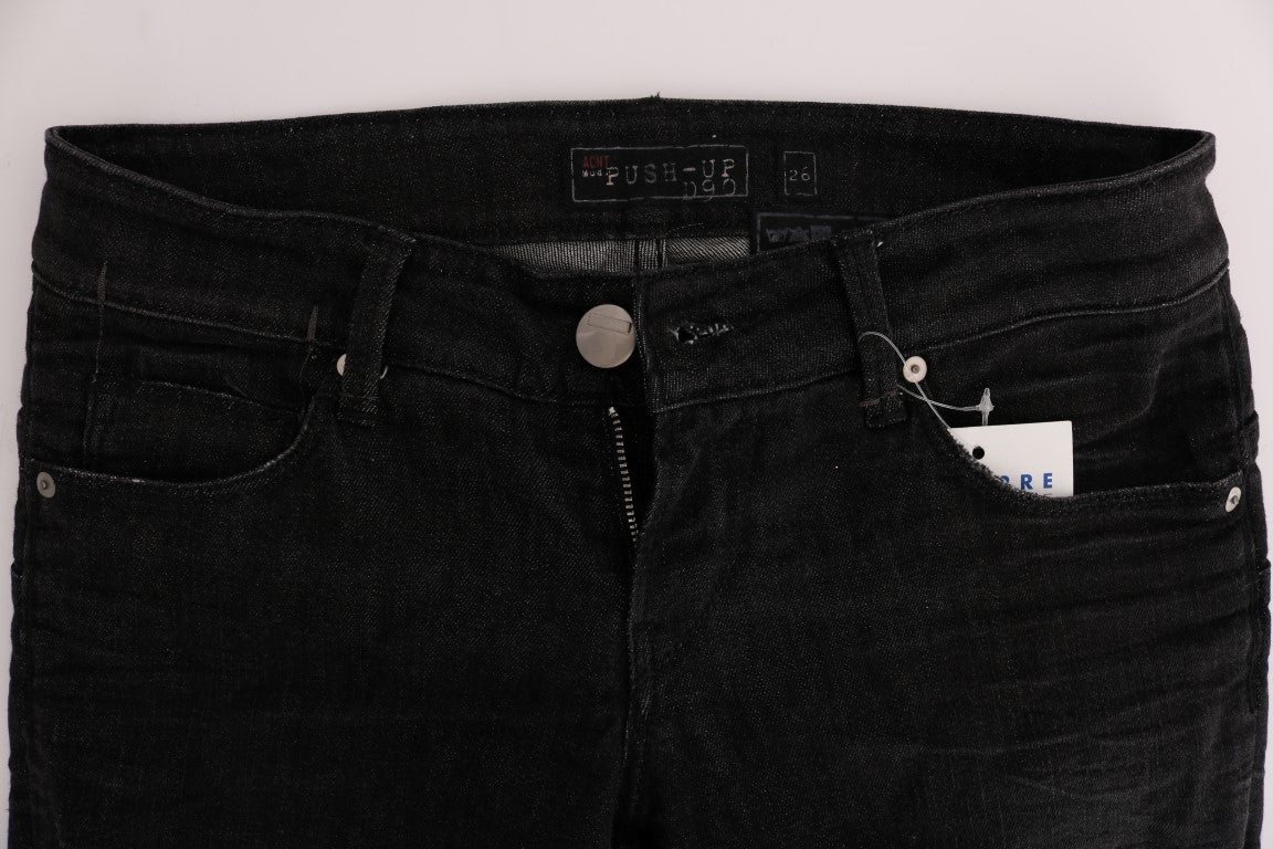 Svarte denim bomullsbukser slim fit jeans