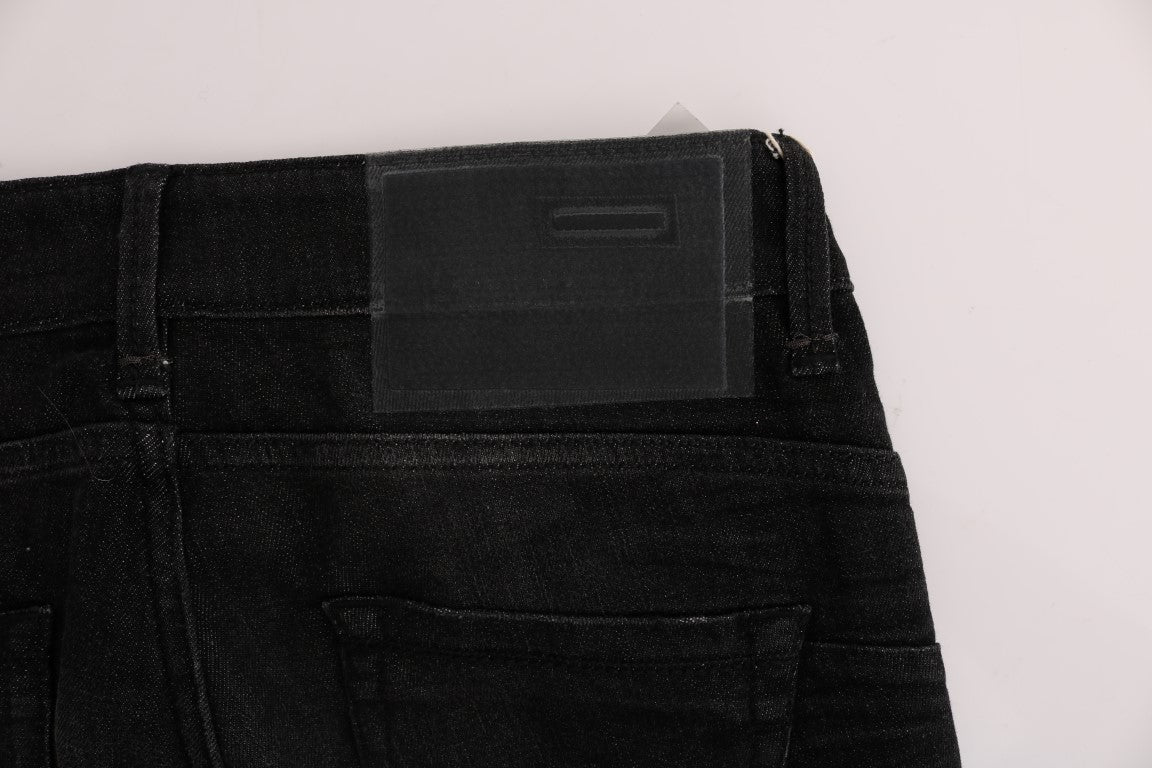 Svarte denim bomullsbukser slim fit jeans