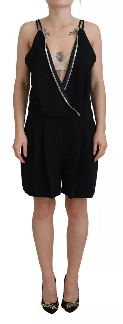 Dsquared² Svart Utsmyckad Ärmlös Jumpsuitklänning med V-ringning