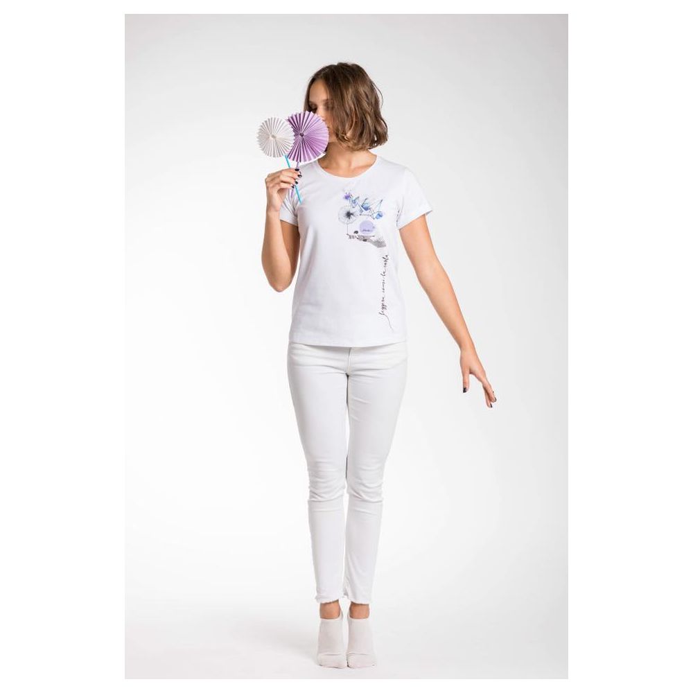 Elegant hvit stretch-viskose-t-skjorte