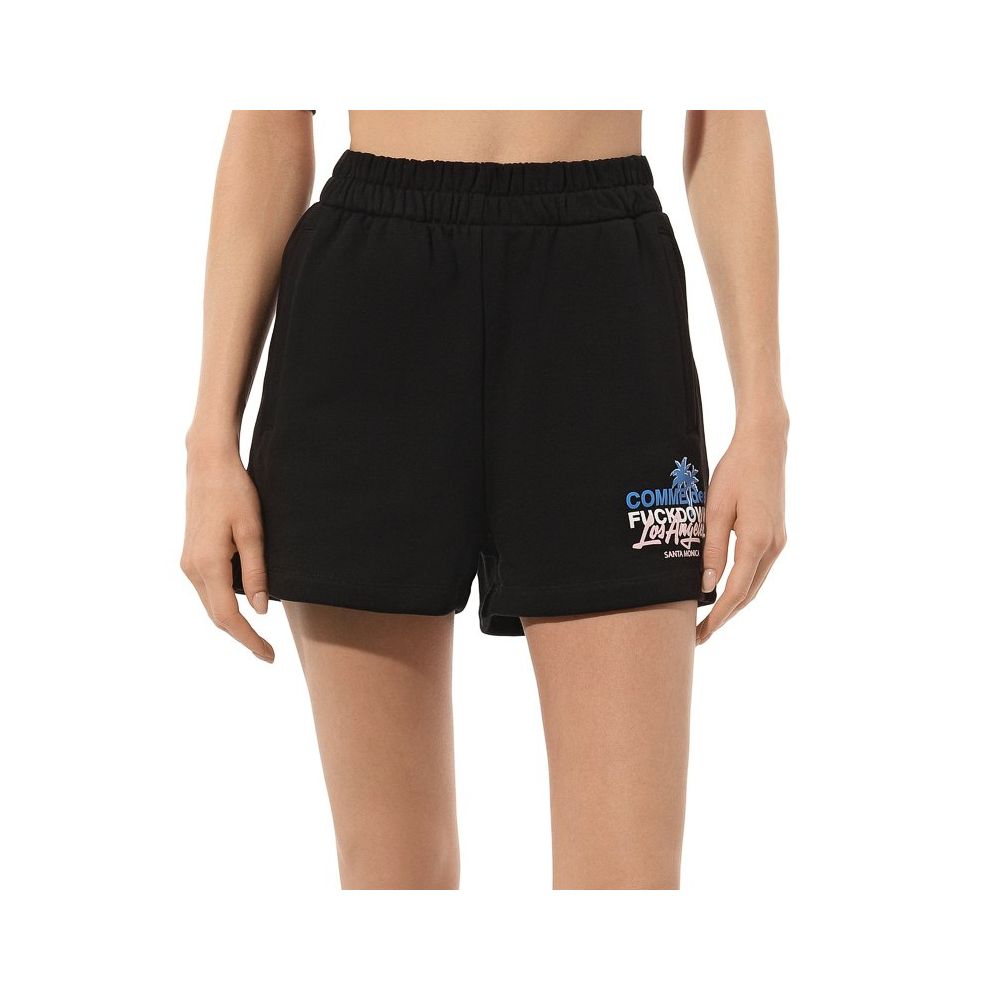 Stilige svarte bomullsshorts med sidelommer