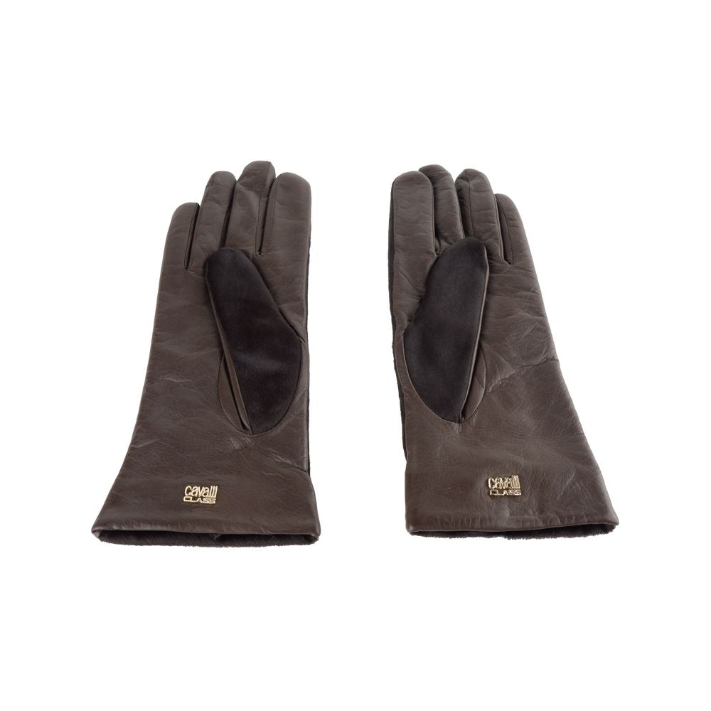 Cavalli Class Brown Cowhide Women Glove