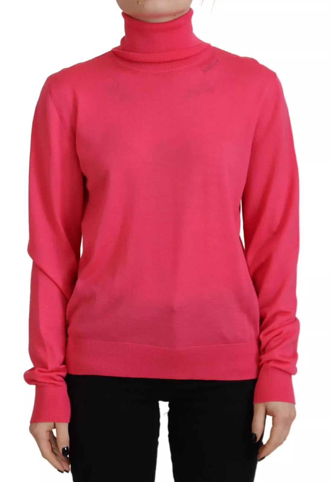 Rosa Enfärgad Långärmad Polokrage Casual Tröja