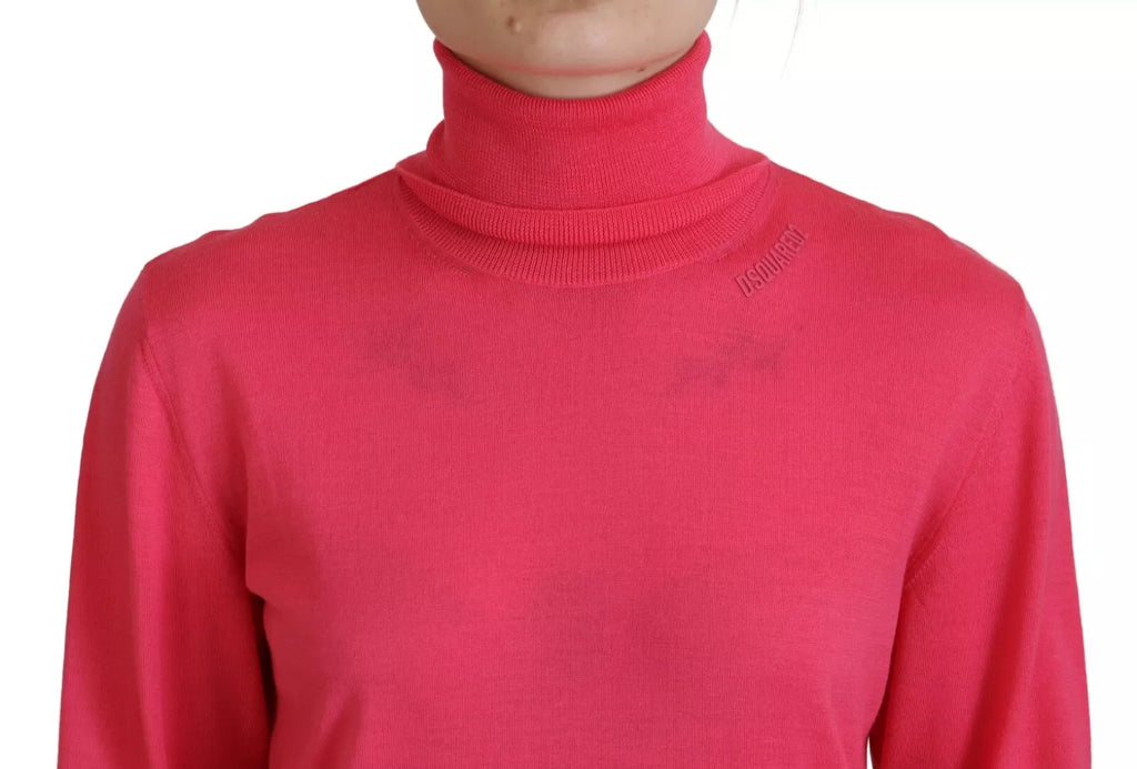 Rosa Enfärgad Långärmad Polokrage Casual Tröja