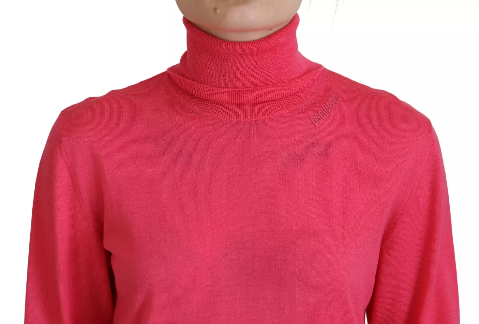 Rosa Enfärgad Långärmad Polokrage Casual Tröja