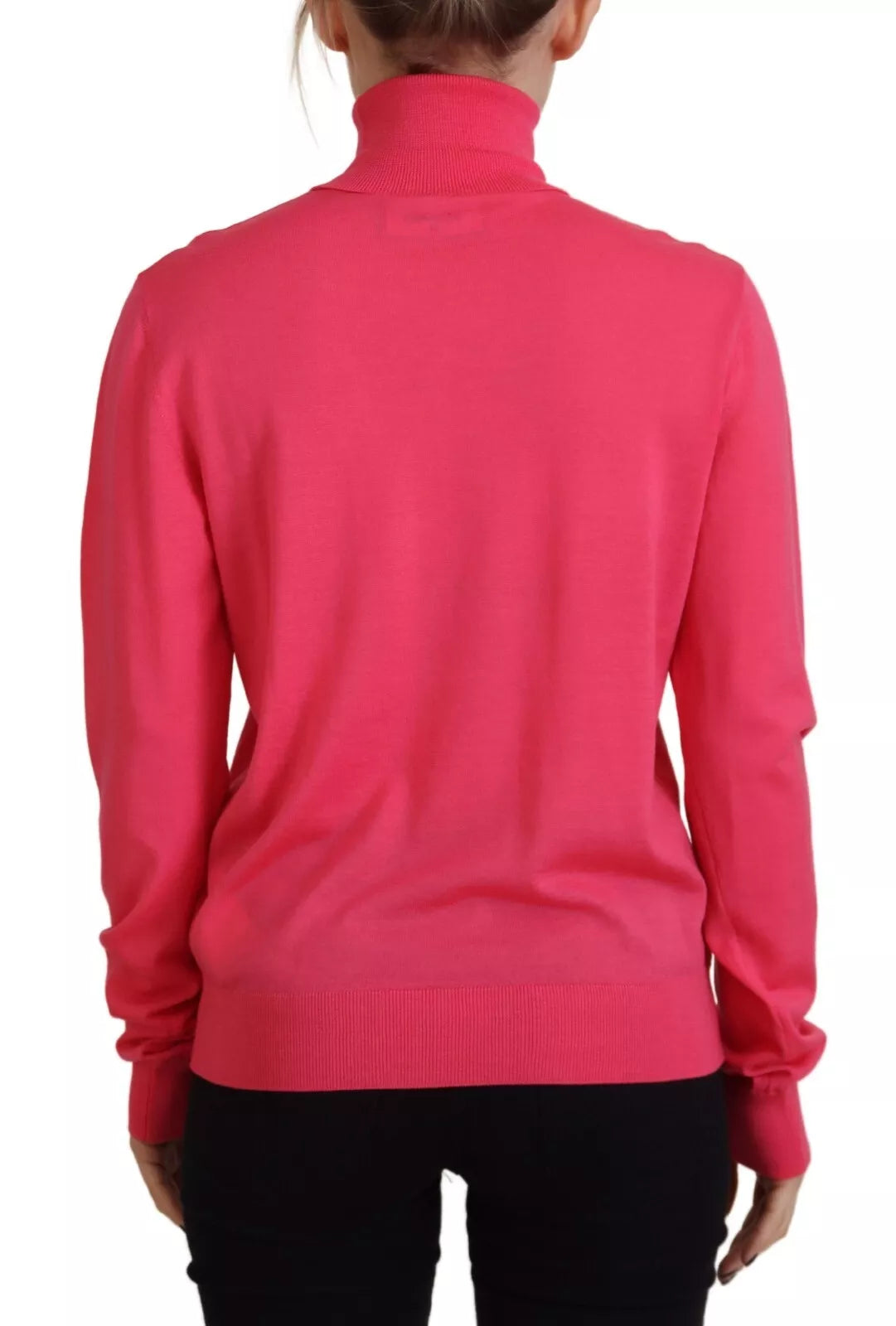 Rosa Enfärgad Långärmad Polokrage Casual Tröja