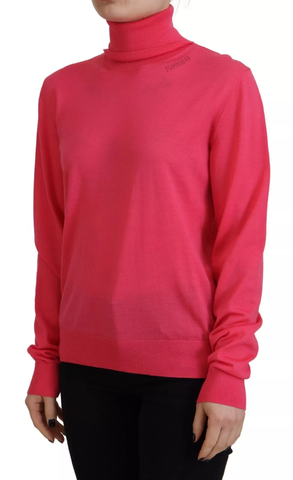 Rosa Enfärgad Långärmad Polokrage Casual Tröja