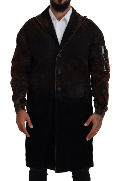 Dsquared² Brun Full Button Herr Lång Kappa Bomullsjacka