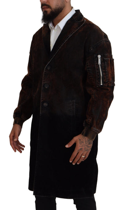 Dsquared² Brun Full Button Herr Lång Kappa Bomullsjacka