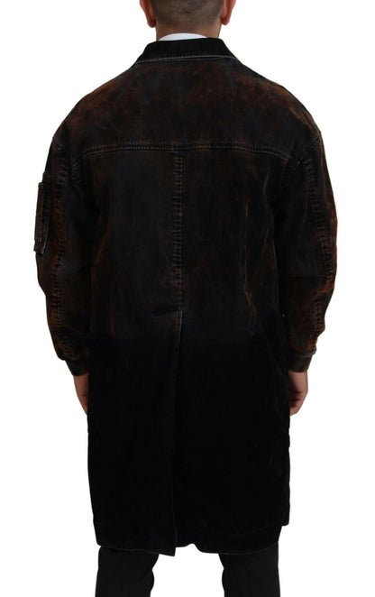 Dsquared² Brun Full Button Herr Lång Kappa Bomullsjacka