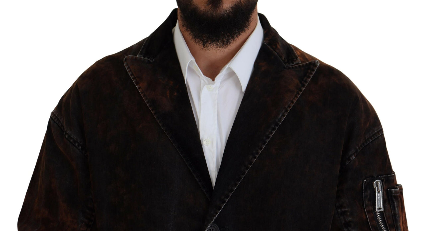 Dsquared² Brun Full Button Herr Lång Kappa Bomullsjacka
