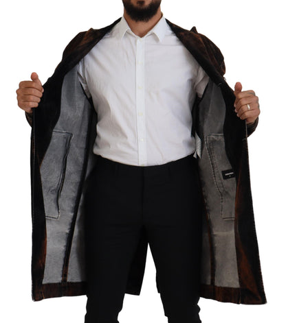 Dsquared² Brun Full Button Herr Lång Kappa Bomullsjacka