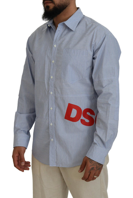 Dsquared² Blårandig Logotyptryck Långärmad Formell Skjorta