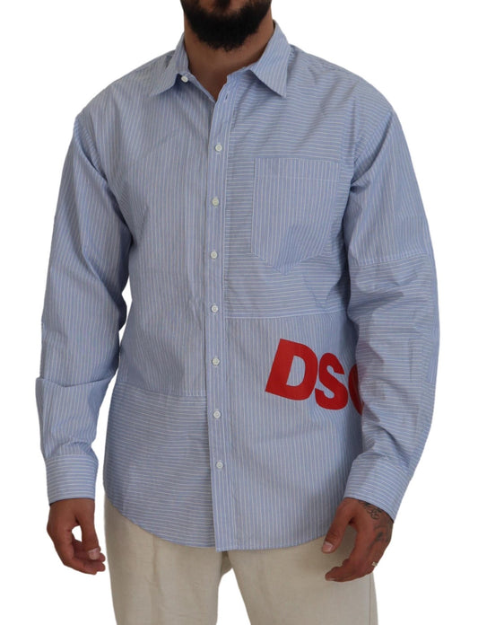 Dsquared² Blårandig Logotyptryck Långärmad Formell Skjorta