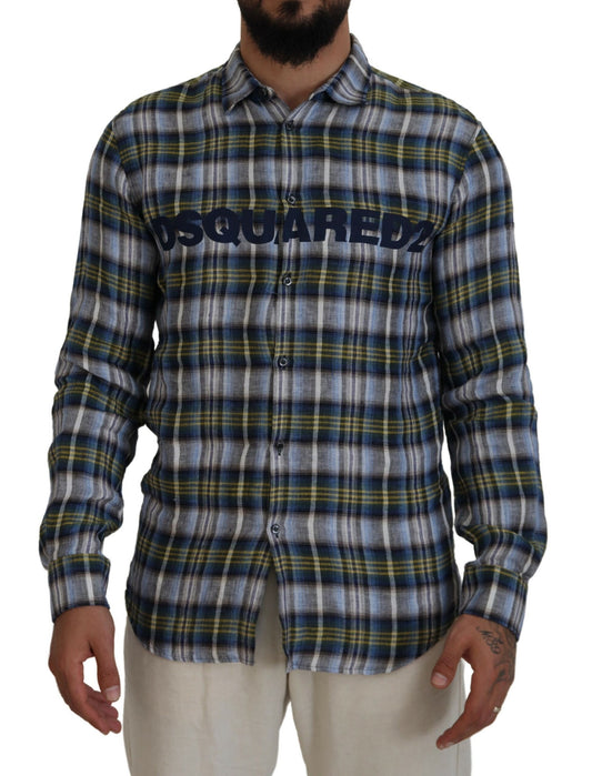 Dsquared² Flerfärgad Rutig Casual Herr Långärmad Skjorta
