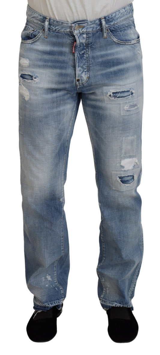 Dsquared² Blå Tvättade Raka Herrjeans Casual Denim