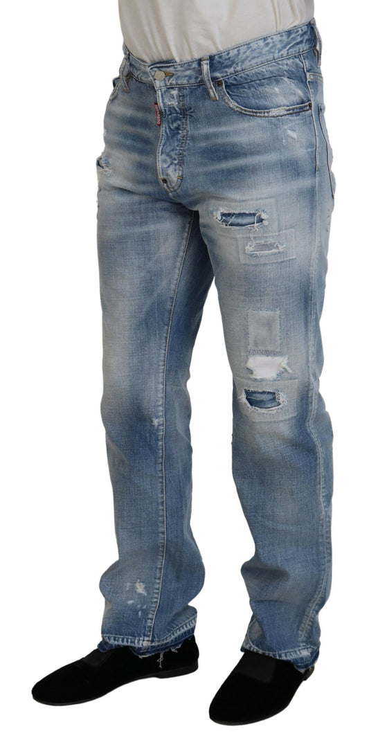 Dsquared² Blå Tvättade Raka Herrjeans Casual Denim