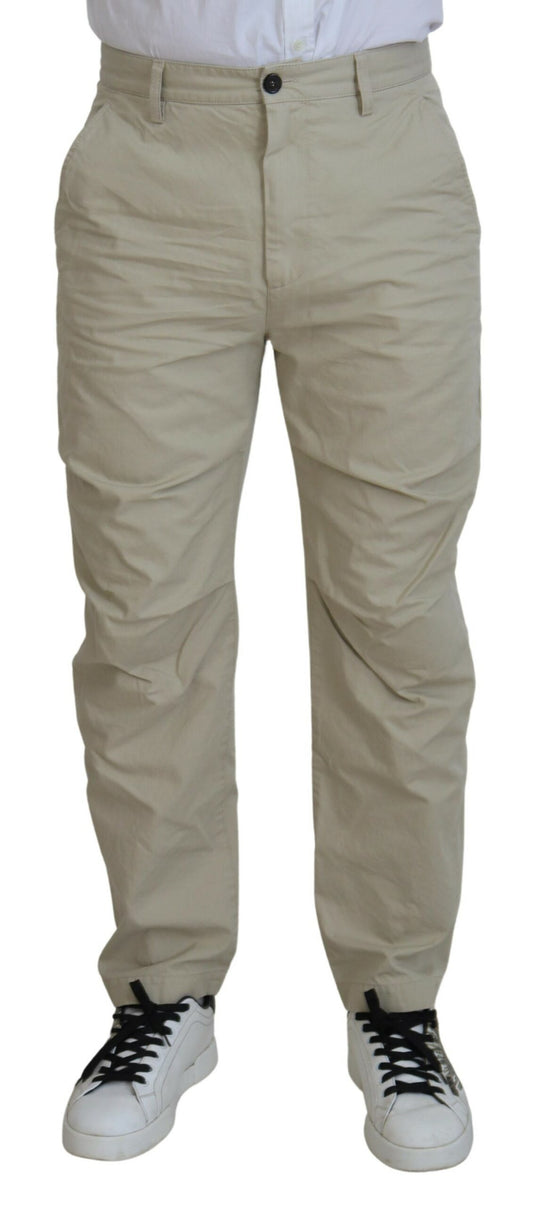 Dsquared² Beige Bomull Rak Passform Herr Casual Byxor