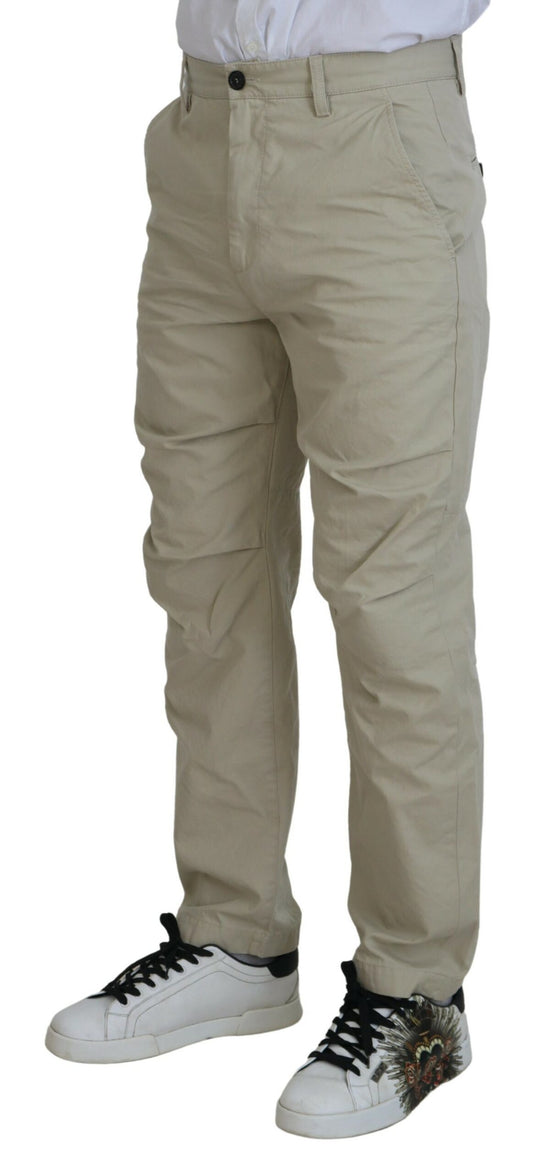 Dsquared² Beige Bomull Rak Passform Herr Casual Byxor
