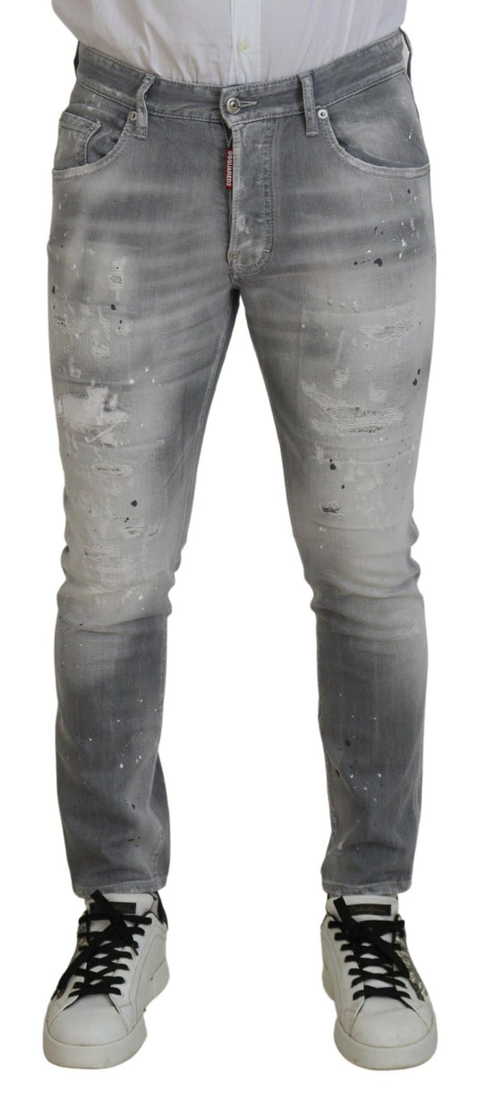 Dsquared² Grå Tvättad Bomull Slim Fit Casual Herrjeans