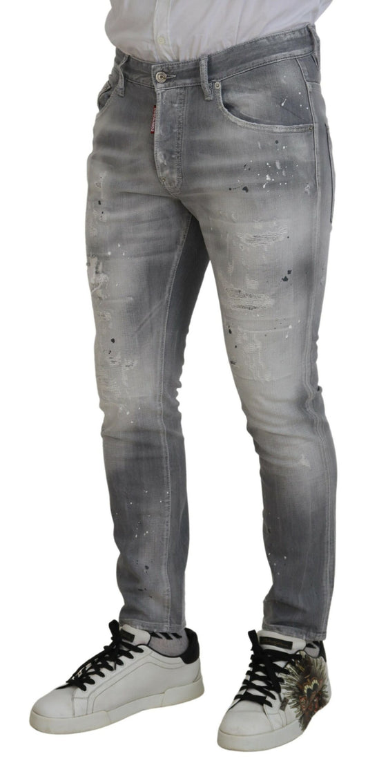 Dsquared² Grå Tvättad Bomull Slim Fit Casual Herrjeans