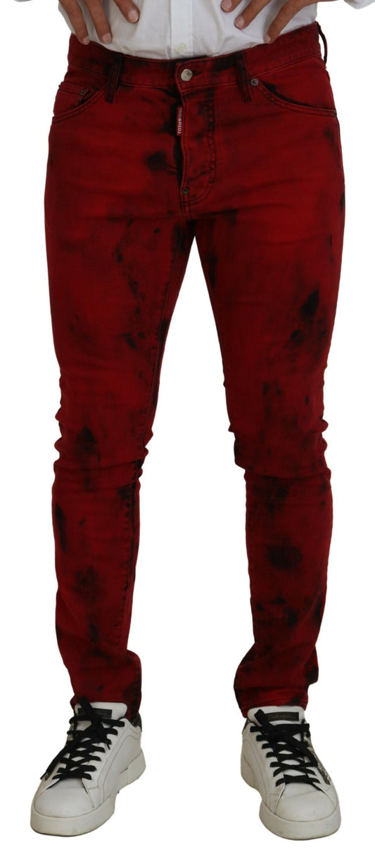 Dsquared² Röda Bomull Tie Dye Skinny Casual Herr Denim Jeans