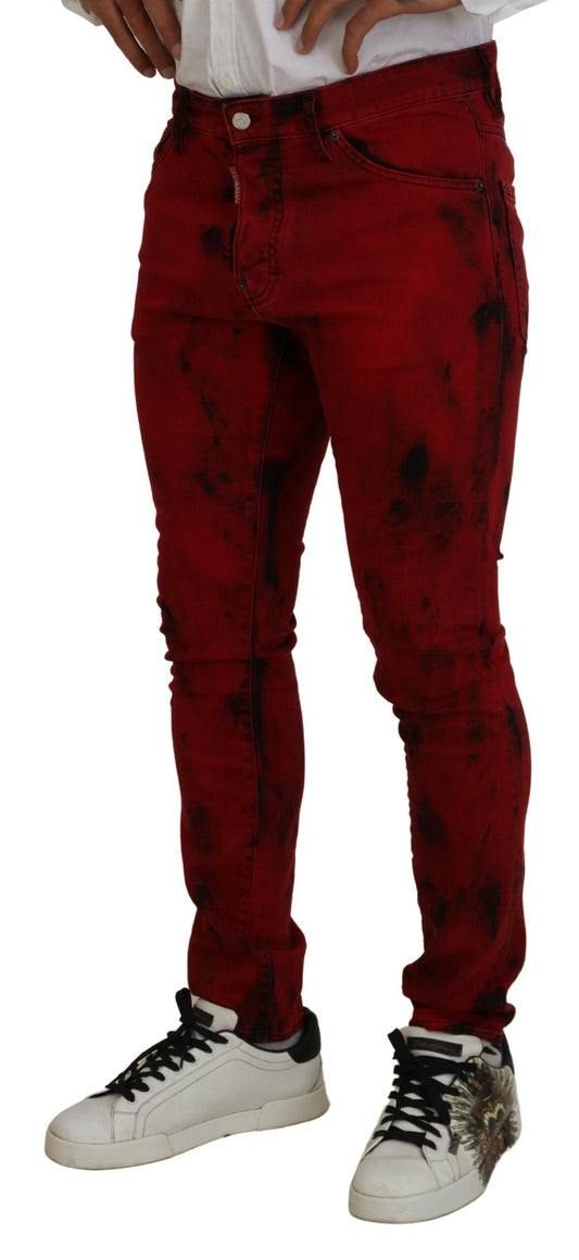 Dsquared² Röda Bomull Tie Dye Skinny Casual Herr Denim Jeans