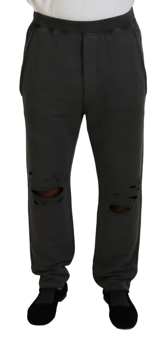 Dsquared² Mörkgrå Bomull Herr Casual Trasiga Byxor