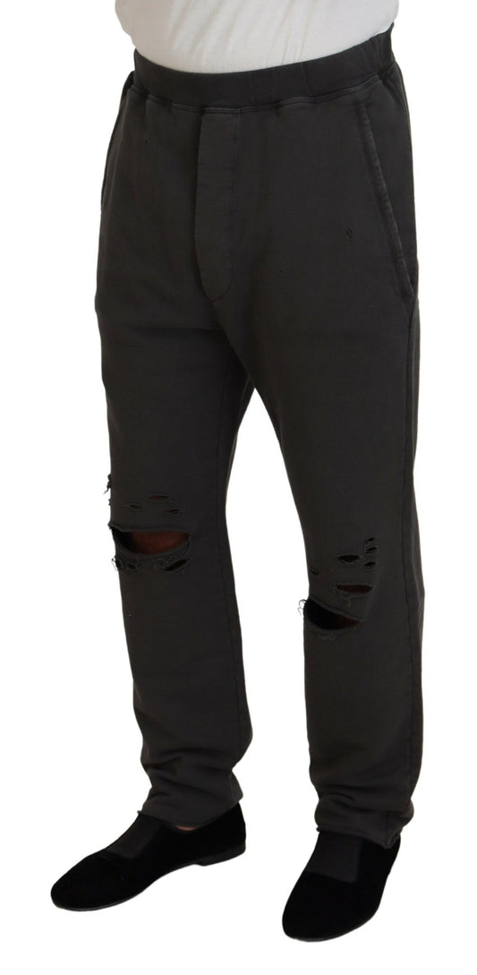 Dsquared² Mörkgrå Bomull Herr Casual Trasiga Byxor