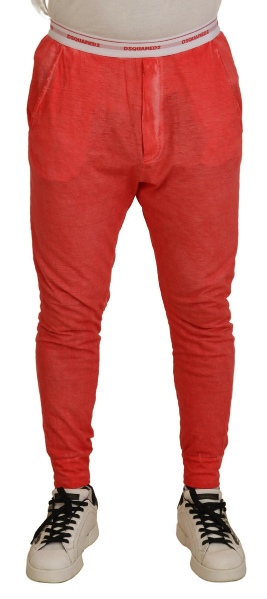 Dsquared² Orangea Bomullsbyxor Med Resår i Midjan Och Logotyp Herr