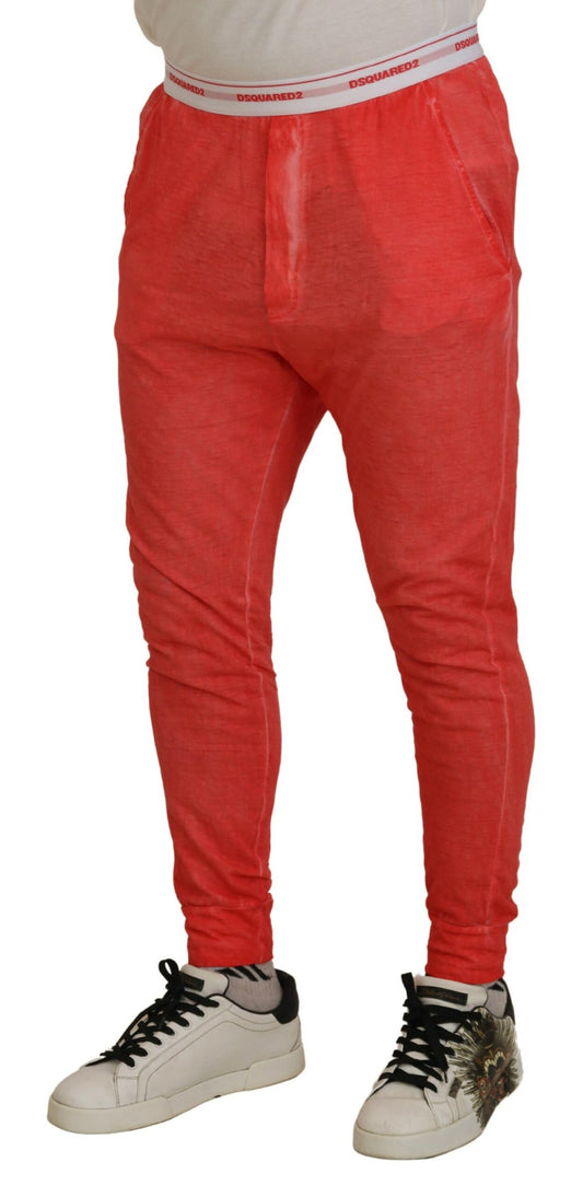 Dsquared² Orangea Bomullsbyxor Med Resår i Midjan Och Logotyp Herr